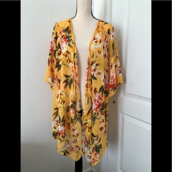 Emory Park yellow kimono cover up tunic - Picture 1 of 8